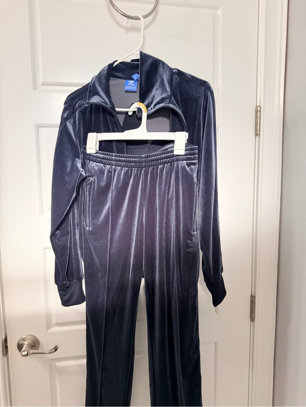 adidas Women's Navy Velvet Track Jacket & Joggers Set